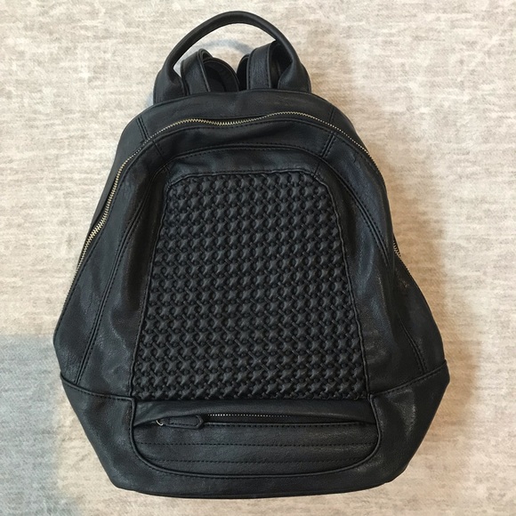 Black Vegan Leather Backpack Purse - Picture 1 of 11